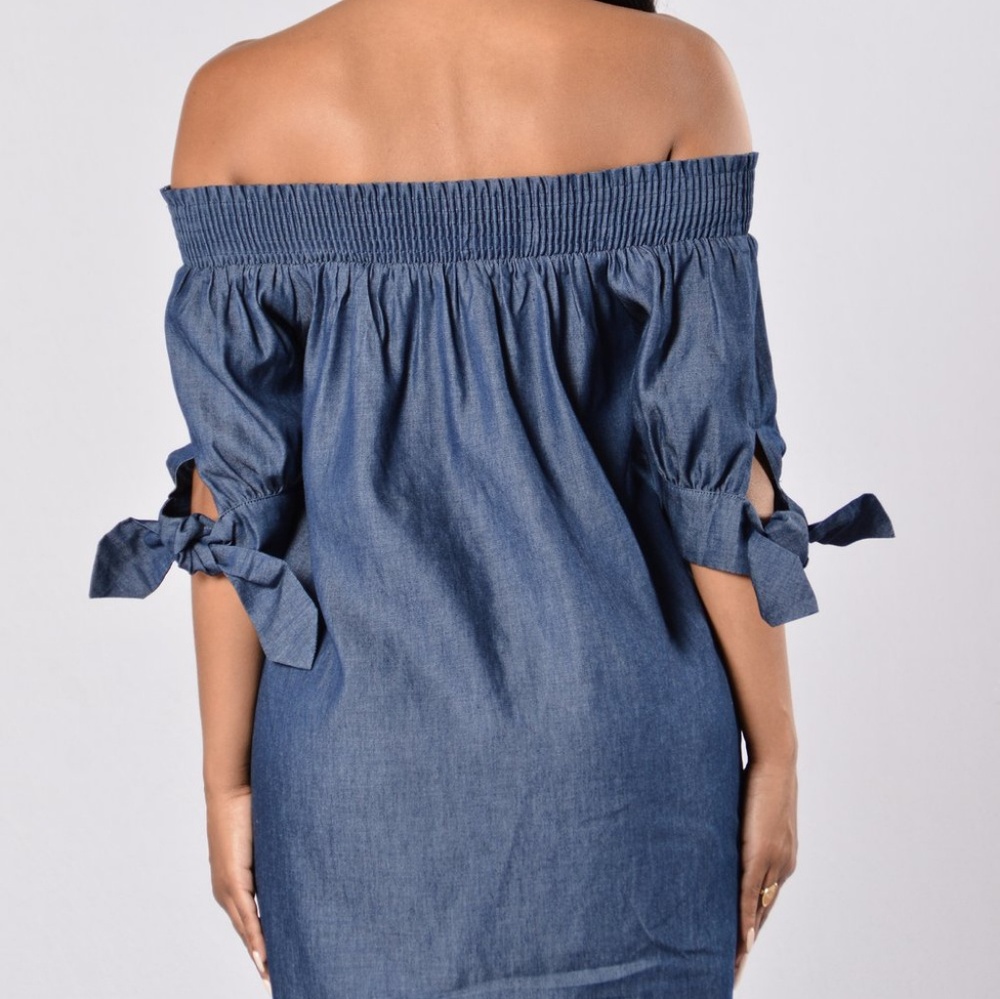 Fashion Nova off the shoulder dress denim - Picture 6 of 8